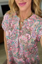 Load image into Gallery viewer, Lizzy Cap Sleeve Top in Pink Multi Paisley