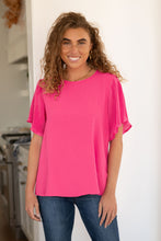 Load image into Gallery viewer, Pink and Perfect Ruffle Sleeve Top