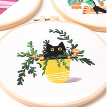 Load image into Gallery viewer, Cute Cat Embroidery Kit Yellow Pot