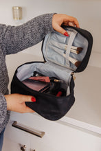 Load image into Gallery viewer, Subtly Checked Cosmetic Bags 3 Piece Set in Black