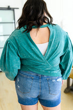 Load image into Gallery viewer, Tied Up In Cuteness Mineral Wash Sweater in Teal