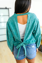 Load image into Gallery viewer, Tied Up In Cuteness Mineral Wash Sweater in Teal