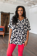 Load image into Gallery viewer, Unforgettable V-Neck Animal Print Blouse in Black